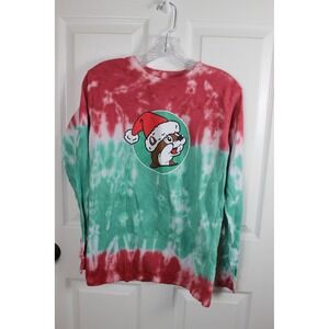 Buc-ee's‎ Christmas Tie Dye Long Sleeve Shirt Red Green Santa Beaver Small
